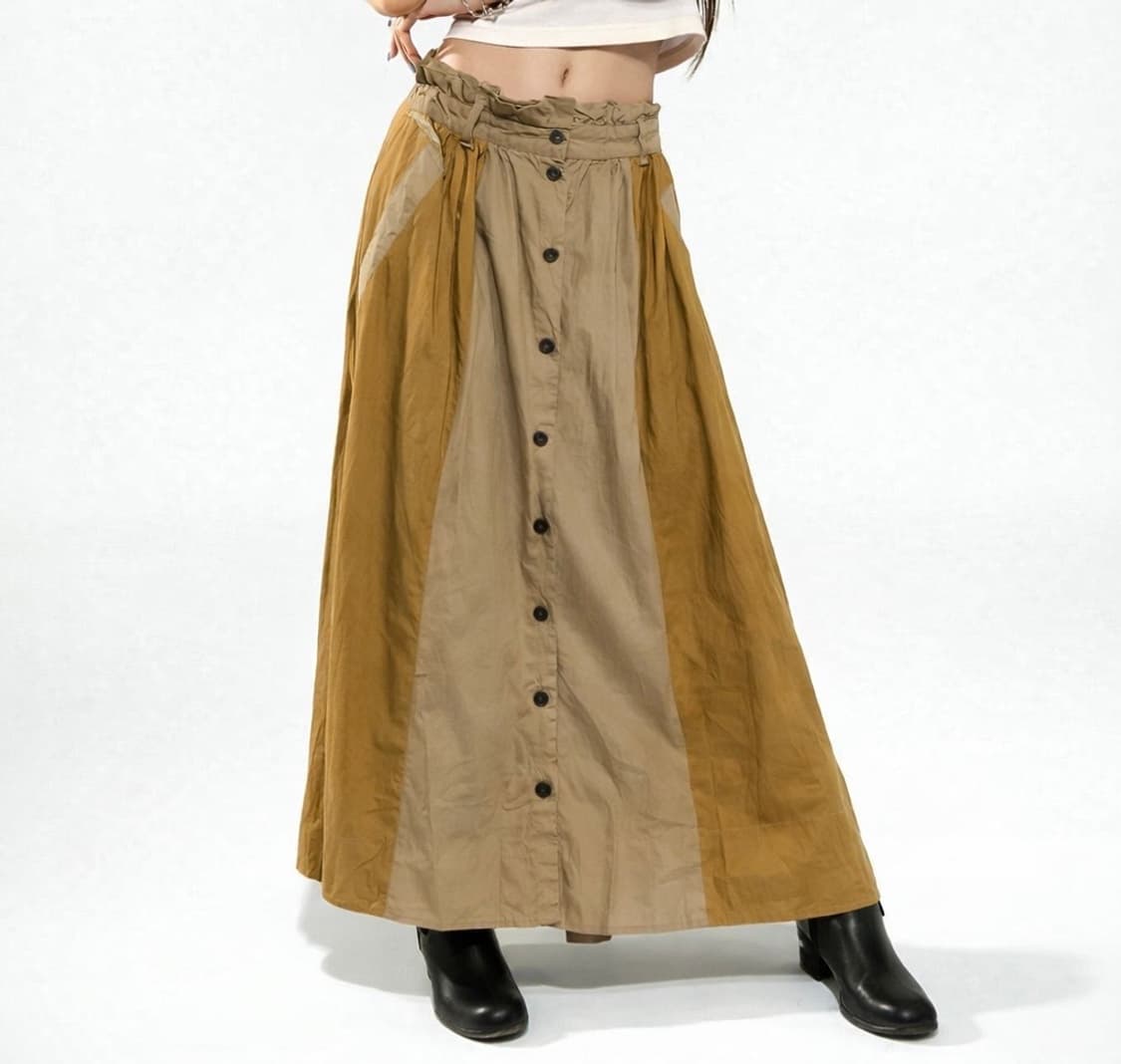 빈티지 브라운 롱 랩 스커트 상품이미지1