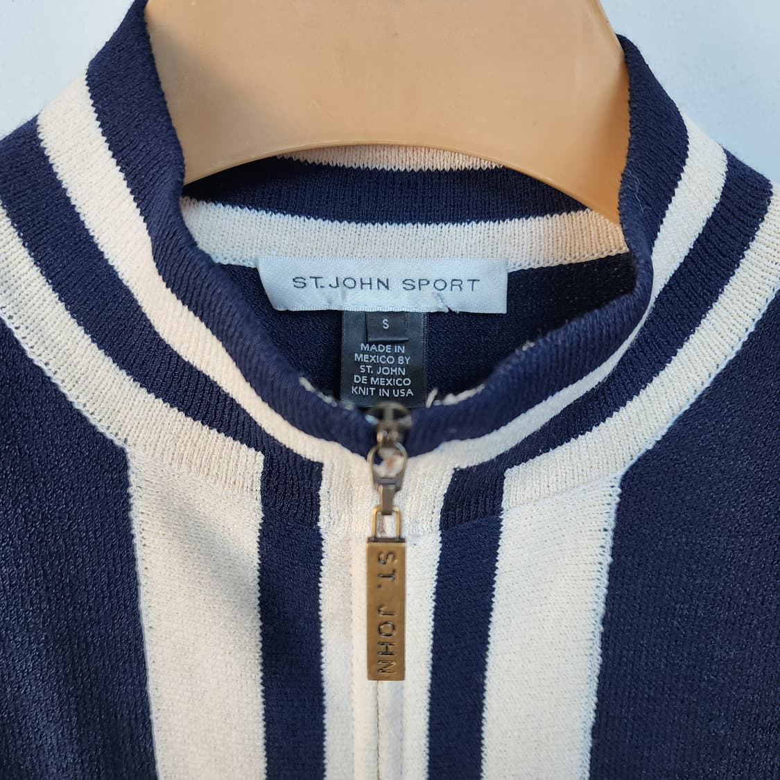 센죤 니트 집업 가디건 네이비 화이트 배색 상품이미지2