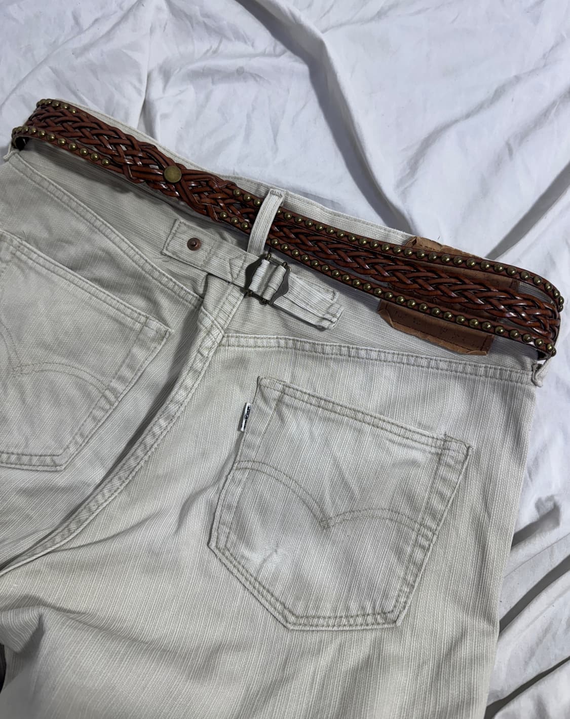 빈티지 스터드 위빙 레더 벨트 상품이미지2