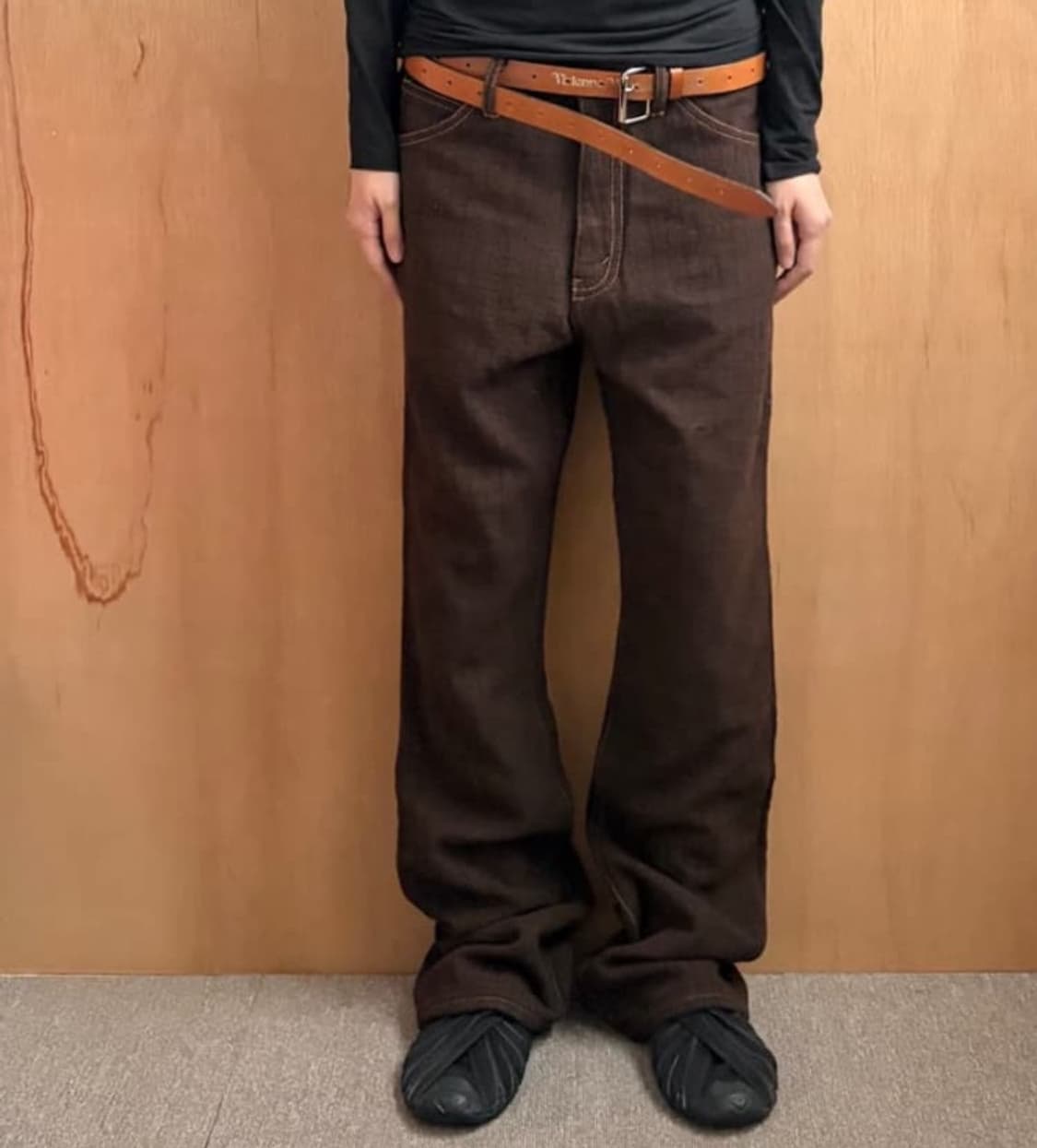 준야와타나베 체크 울 플레어 팬츠 상품이미지1