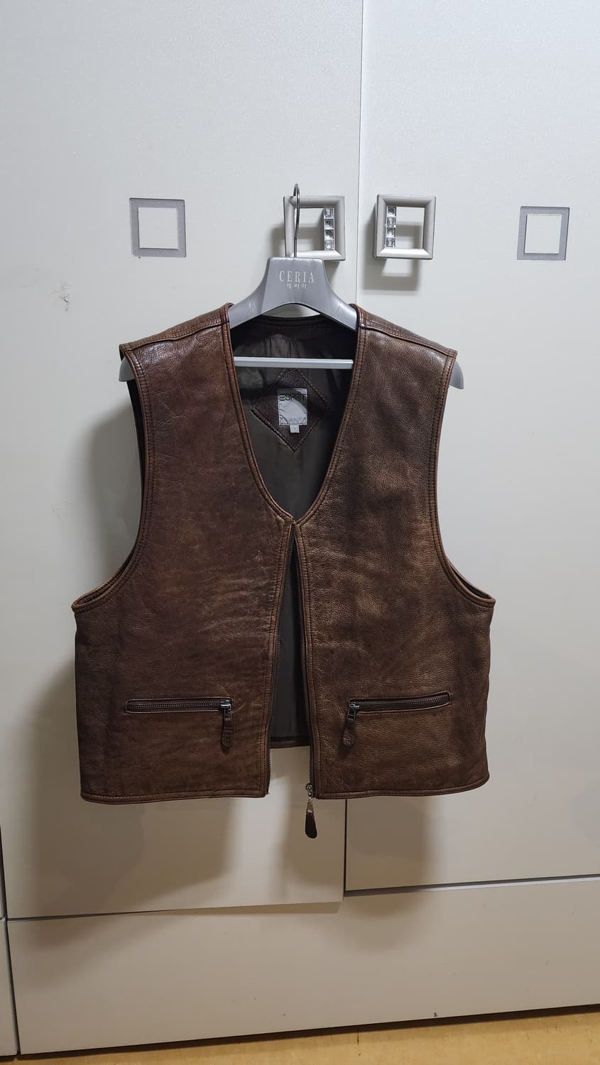 90's Esprit 빈티지 브라운 가죽 조끼 상품이미지4
