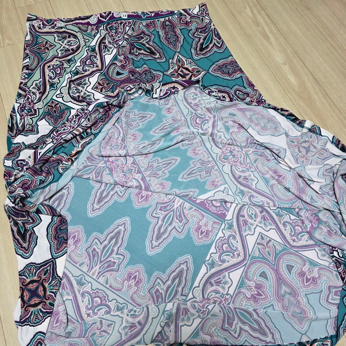 chico's 빈티지)3xl빅사이즈 페이즐리 패턴 에스닉 롱스커트 상품이미지3