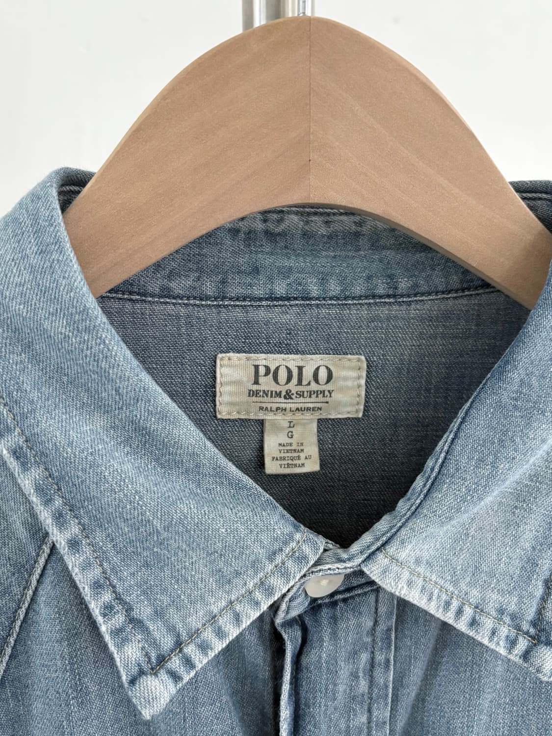 Polo 폴로 데님앤서플라이 연청 컬러 버튼 투포켓 셔츠 상품이미지3