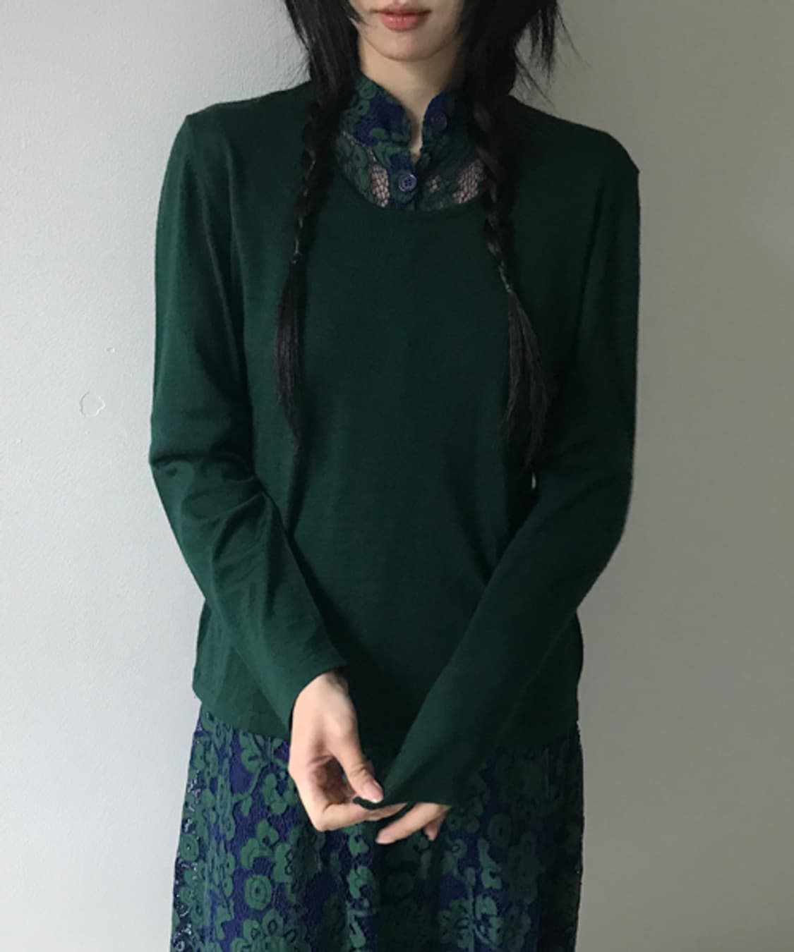 U neck knit(bluish green) 상품이미지1