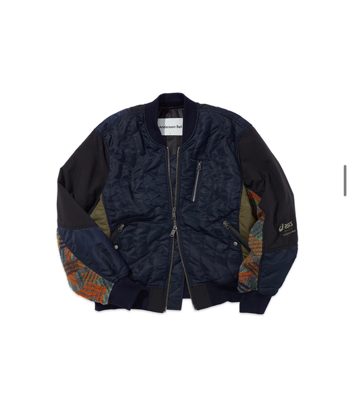 앤더슨벨 x 아식스 콘트라스트 퀼팅 봄버 자켓 네이비 m 상품이미지1