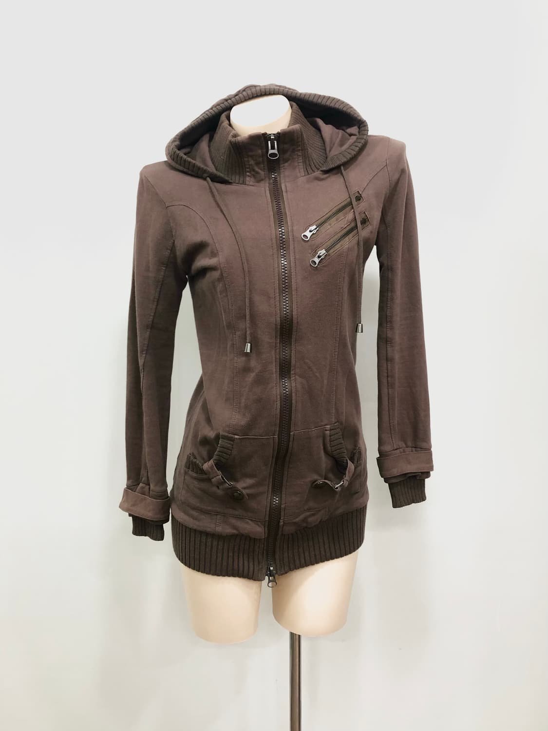 ash burgundy y2k two-way zip up 상품이미지3