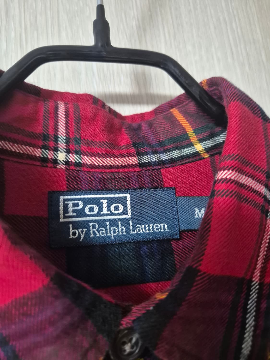 (정품) 폴로 랄프로렌 타탄 체크 스웨이드 엘보패치 남방 셔츠 M 상품이미지4