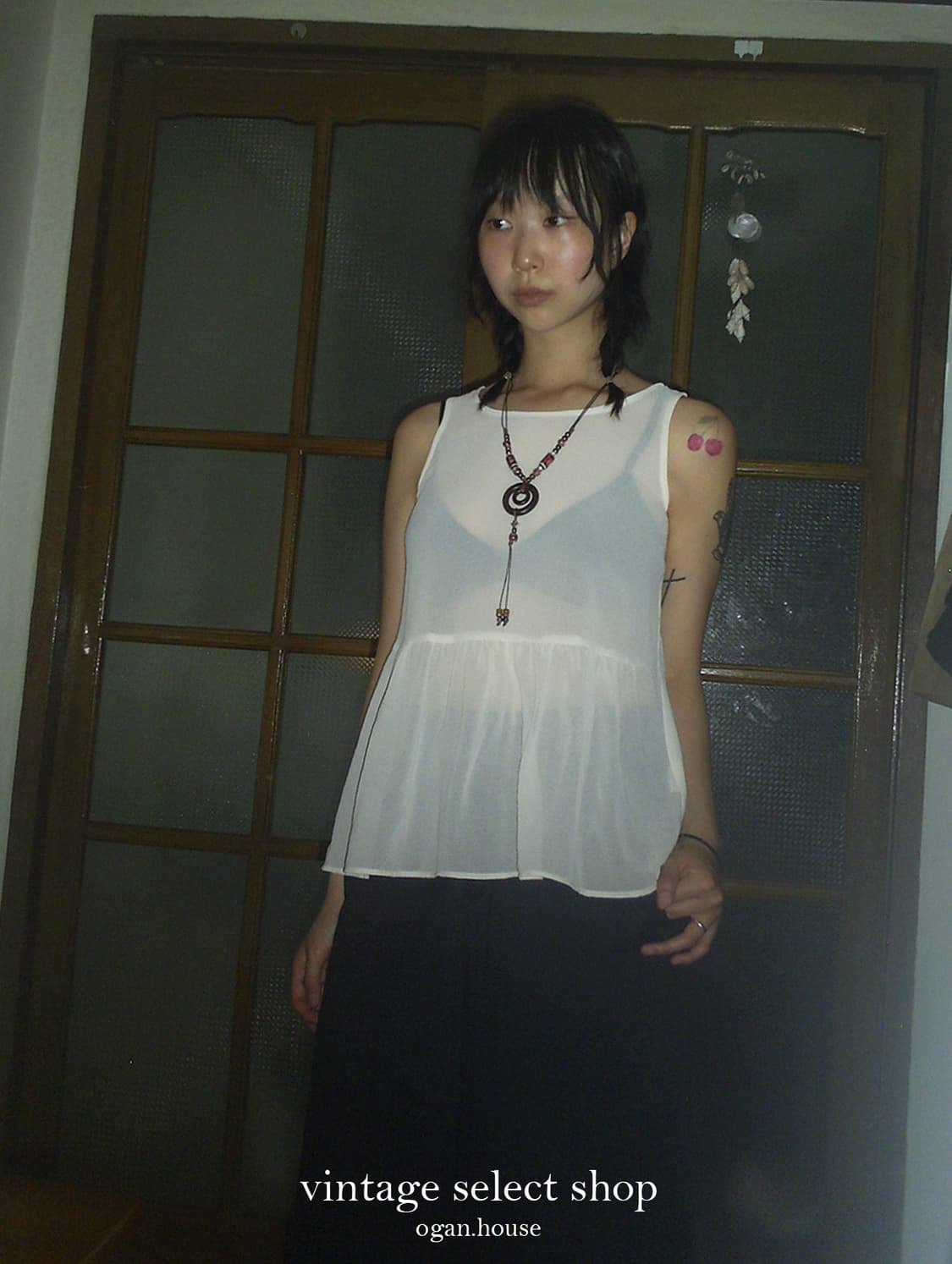 mesh frill sleeveless top 상품이미지3