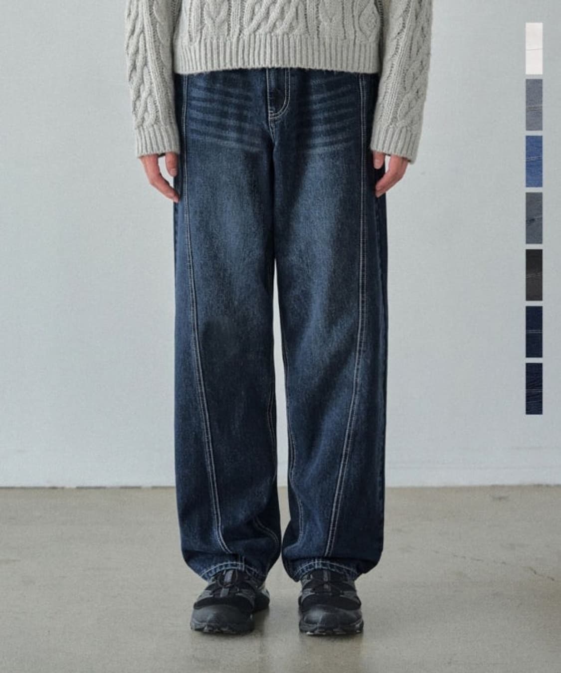 새상품 커스텀어클락 데님 커브드 와이드 팬츠 DBLUE 사이즈28 상품이미지1