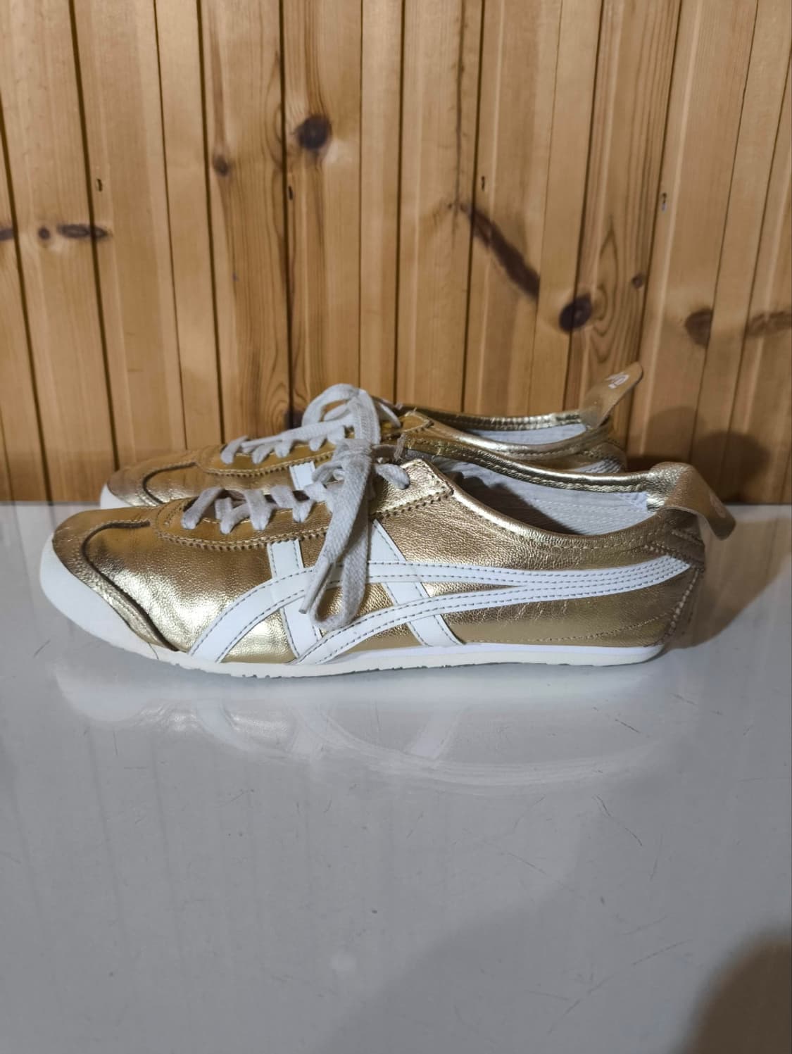 255mm 오니츠카타이거 멕시코66 골드 스니커즈 상품이미지2