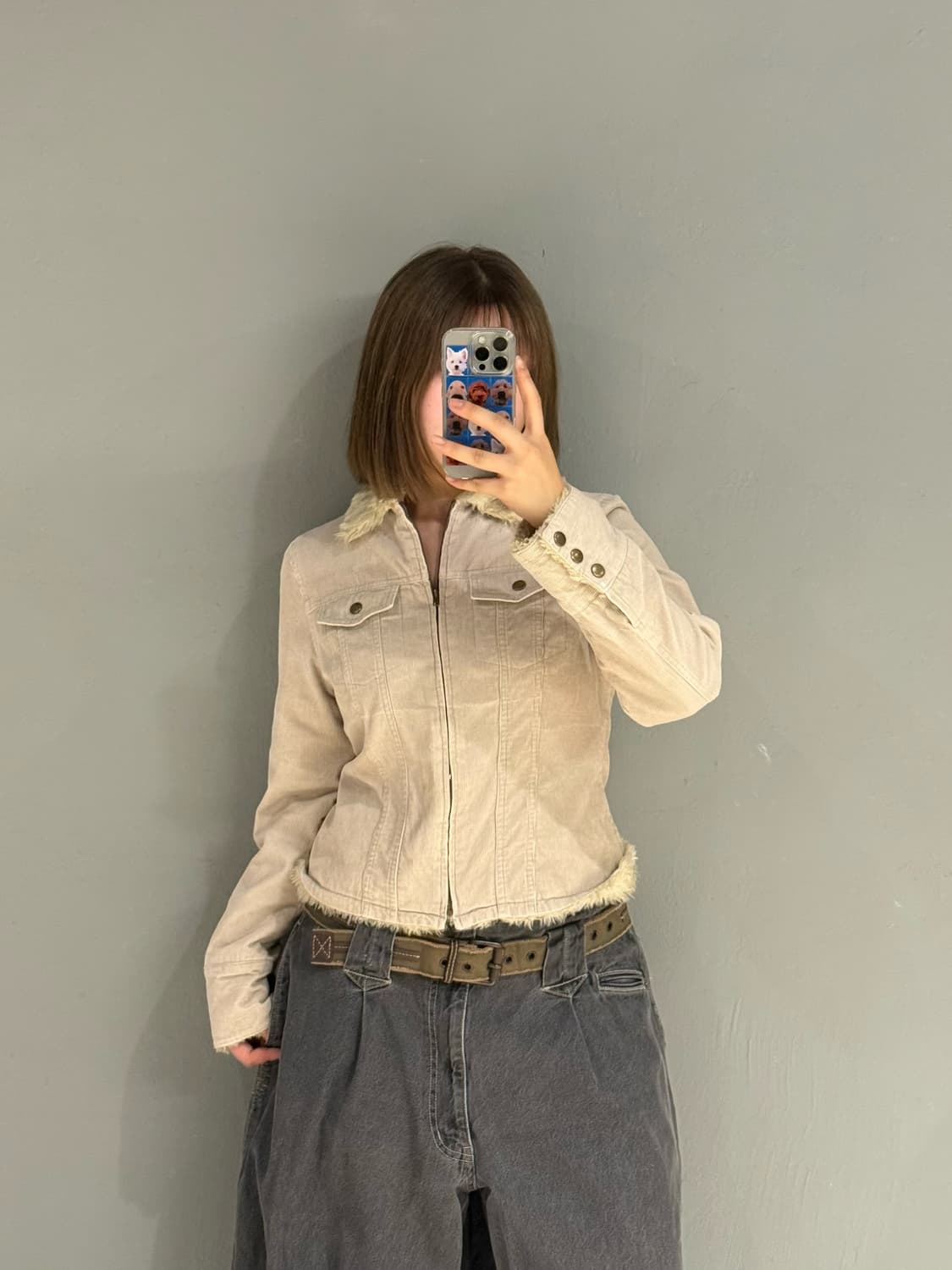 2-pocket fur trimming jacket 상품이미지1