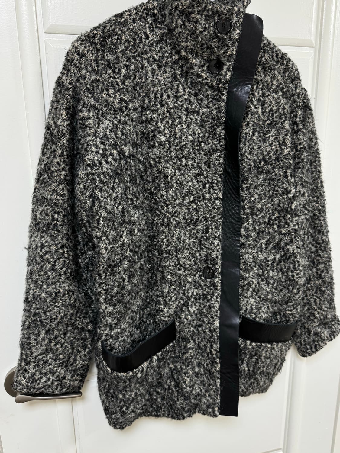 이로 레더 트림 부클 코트 겸 가디건 34 상품이미지3