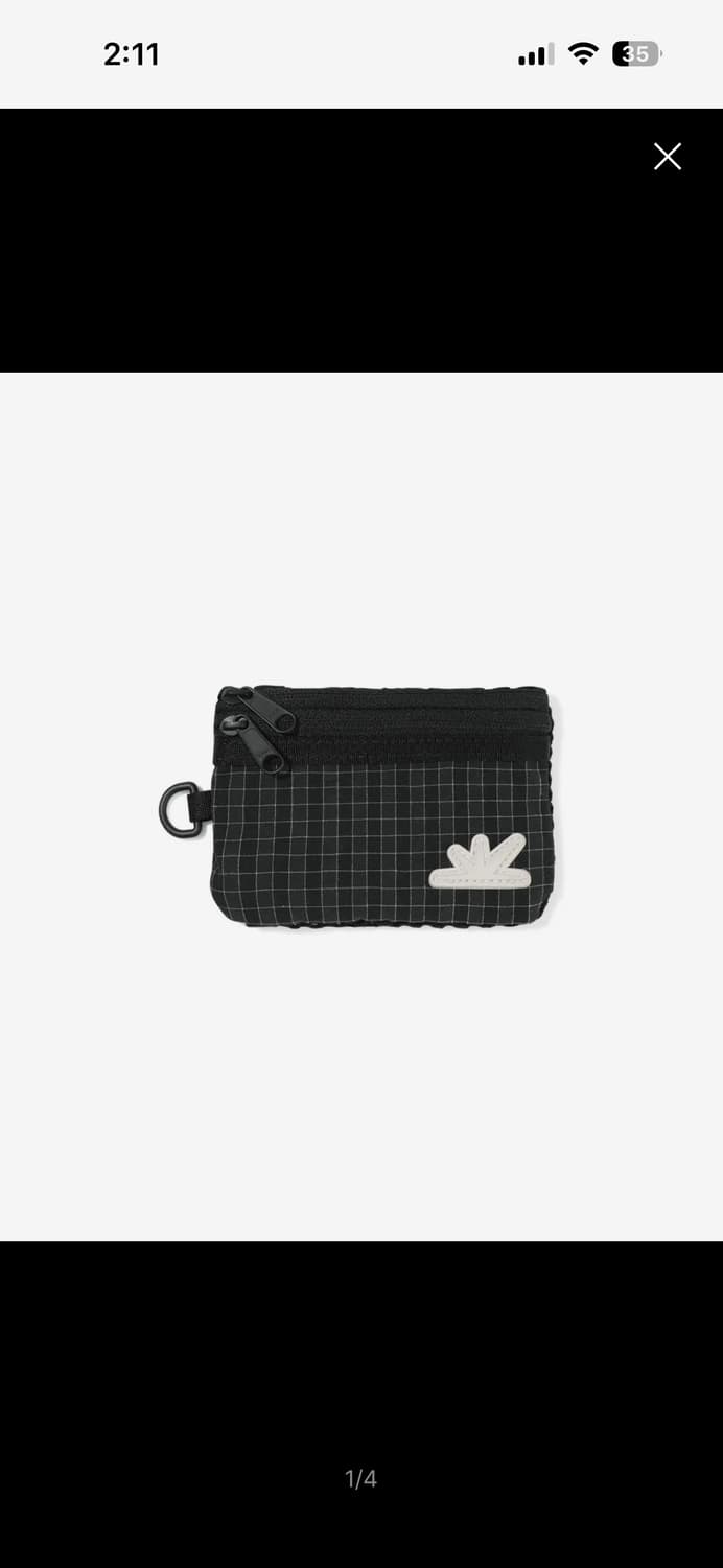 썬러브 지갑 파우치 Zip Card Pouch Black Grid 상품이미지1