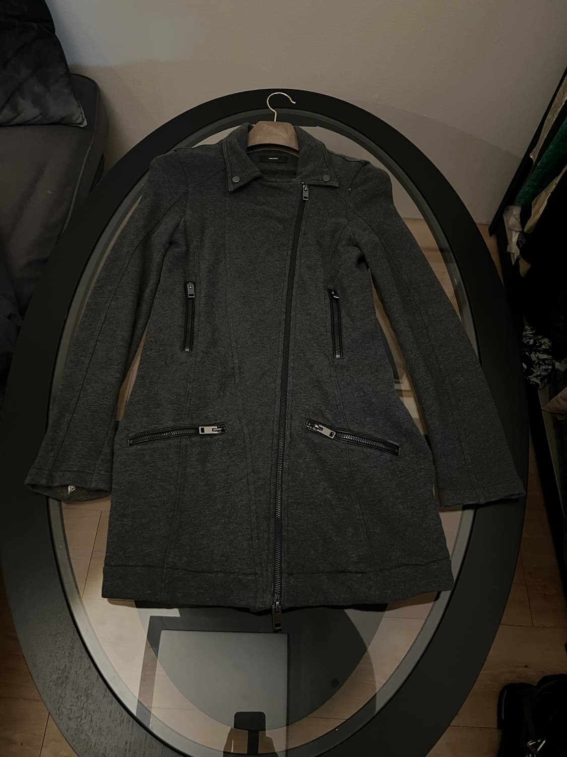 Diesel 슬림 롱 아카이브 지퍼 코트 상품이미지2