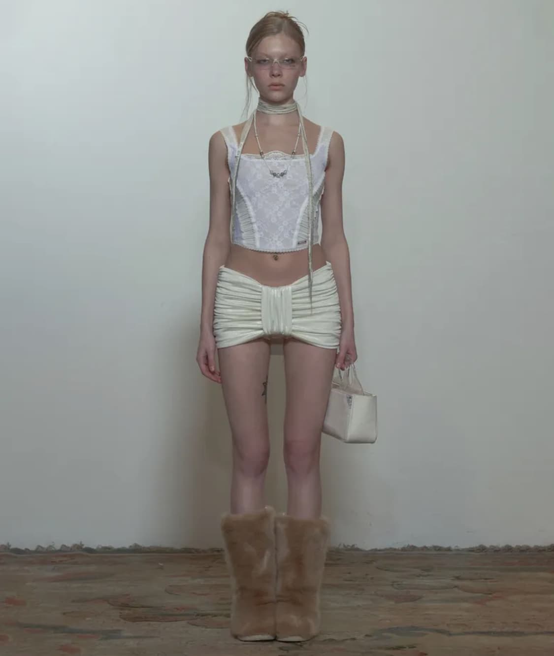 Sculptor Metalic Bow Micro Skirt Pearl 상품이미지2