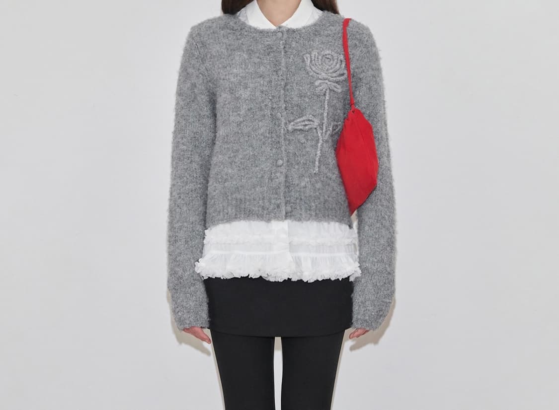 Sinoon rose flower cardigan(grey) 시눈 가디건 상품이미지2