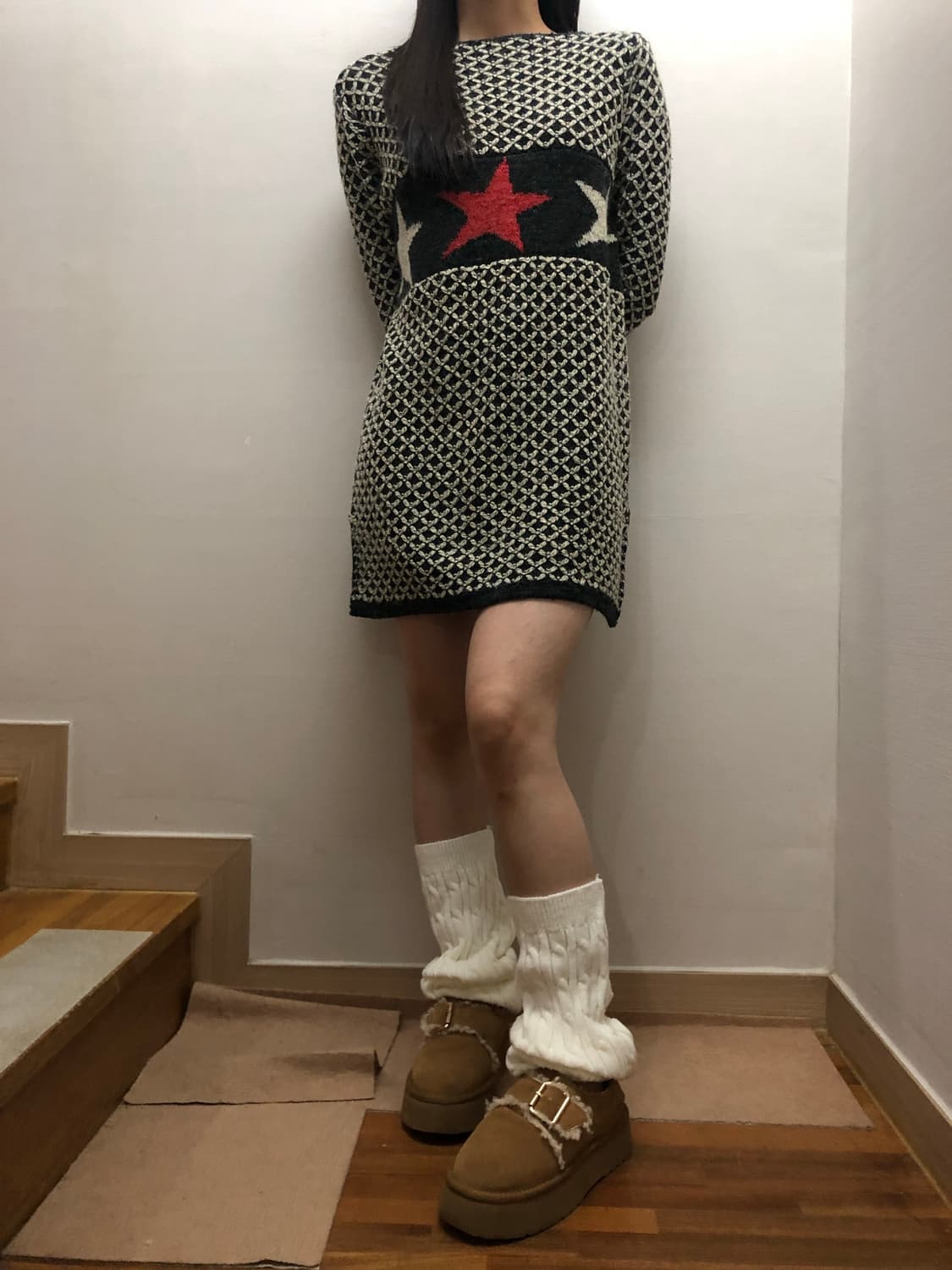 빈티지 블랙 키치 니트 원피스 상품이미지5