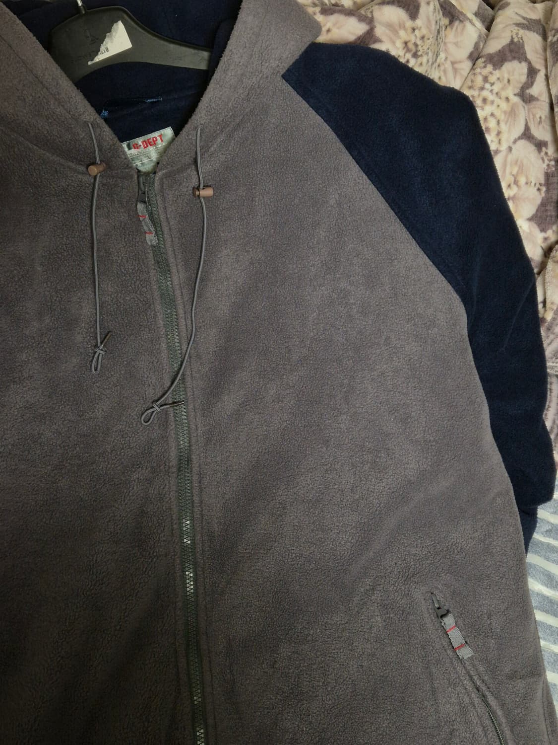 Vintage 후리스 배색 후드자켓 XXL 상품이미지4