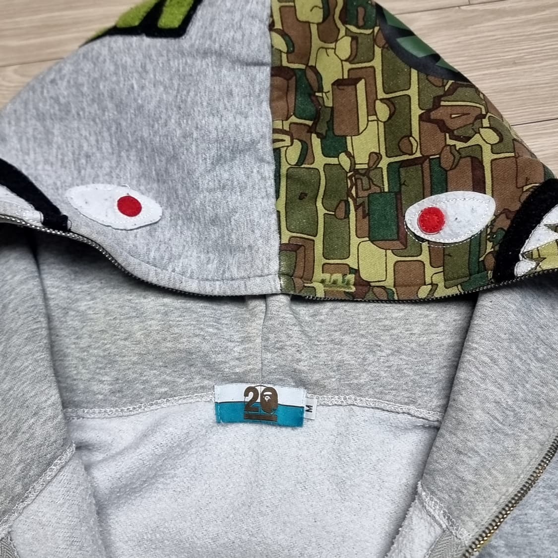 베이프 샤크 브릭 카모 후드집업 회색(m) 상품이미지5