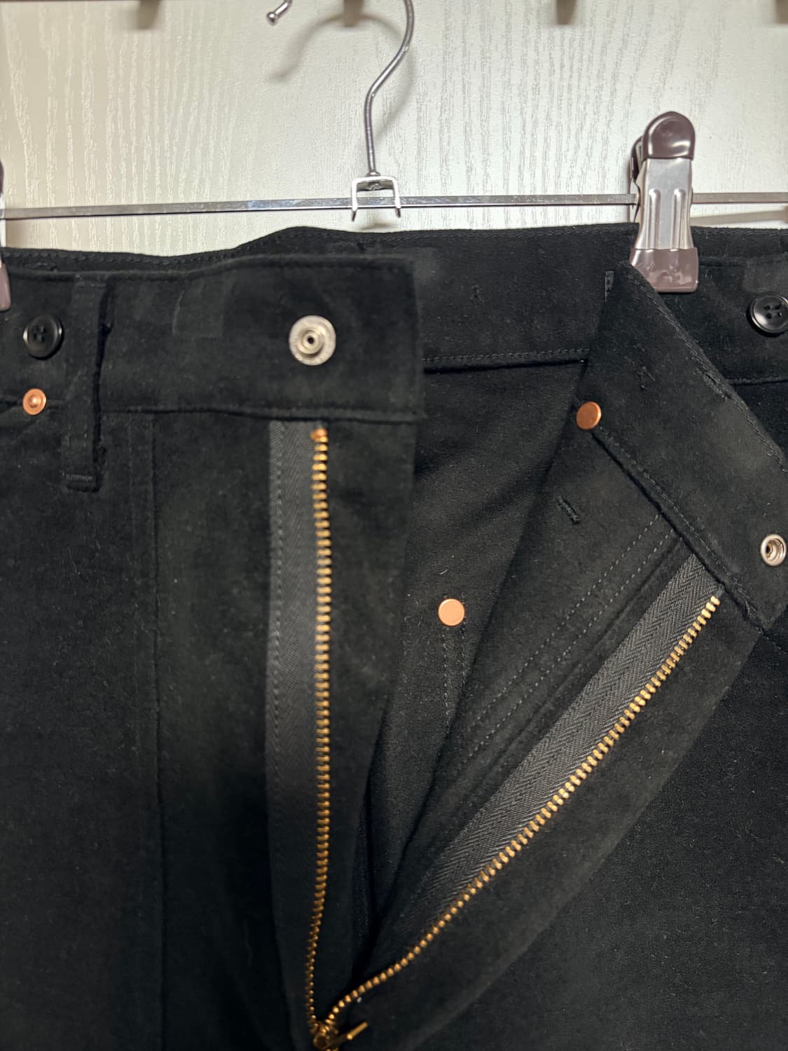 comoli 코모리 몰스킨 더블니 페인터팬츠 블랙 2 상품이미지4