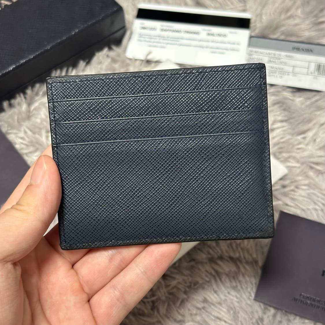 [풀구성] 프라다 사피아노 삼각로고 카드지갑 네이비 상품이미지3