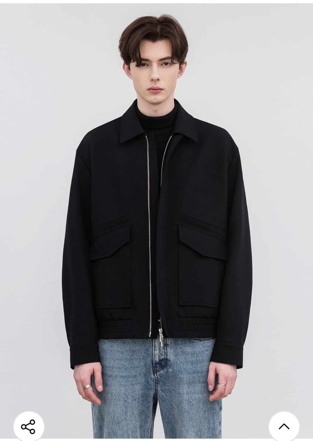 (L) 드로우핏 오블리크 울 트러커 자켓 블루종 [BLACK] 판매 상품이미지1