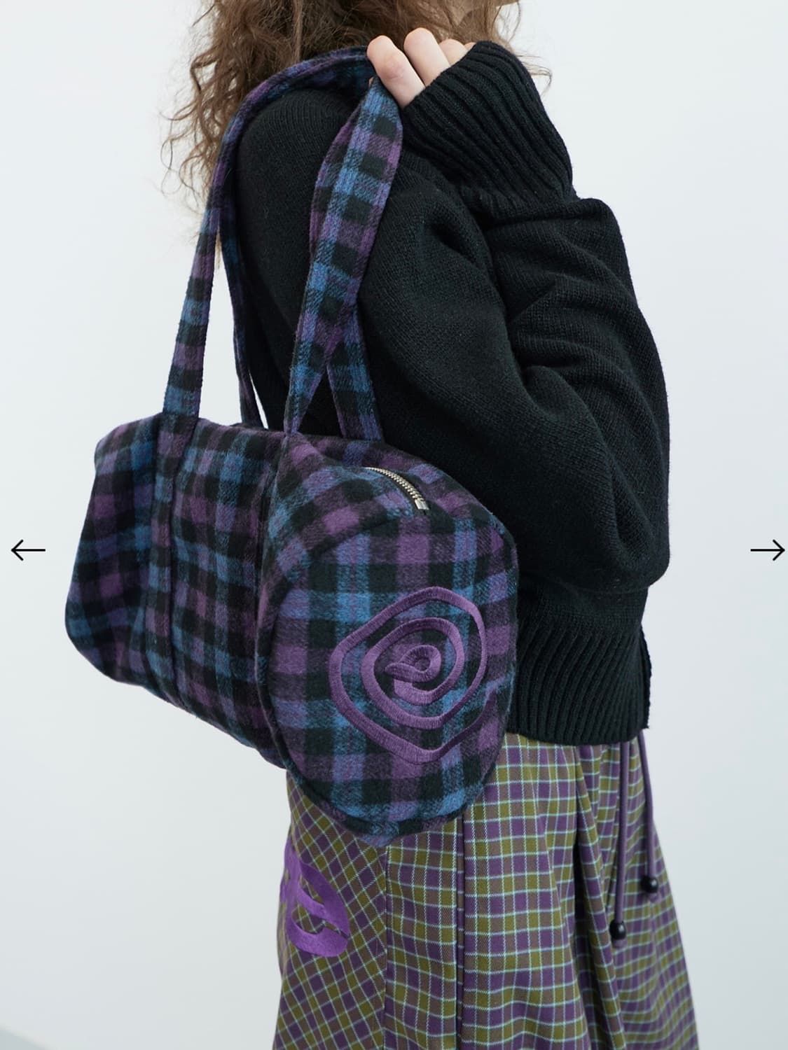 ENZOBLUES 피치 체크 더플 백 (퍼플) 상품이미지1