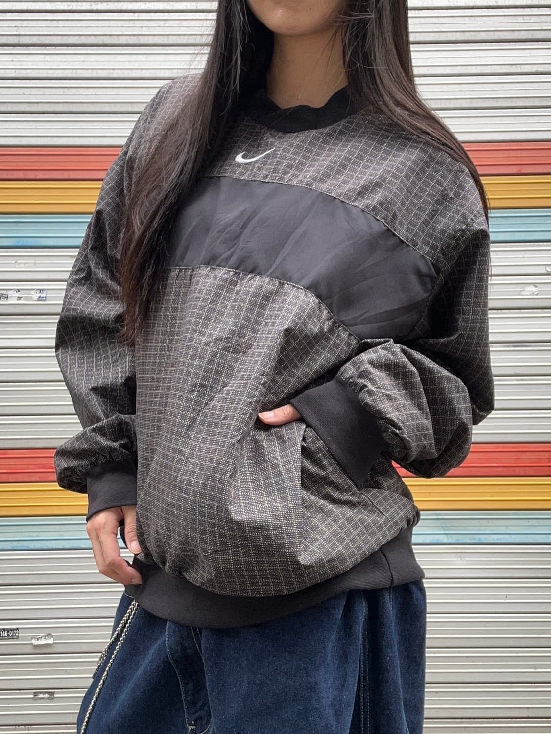 90s NIKE 올드스쿨 체크블랙 웜업 상품이미지3