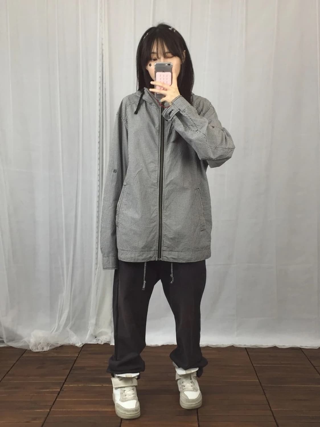 Uniqlo Check Hooded Jacket Grey 상품이미지2