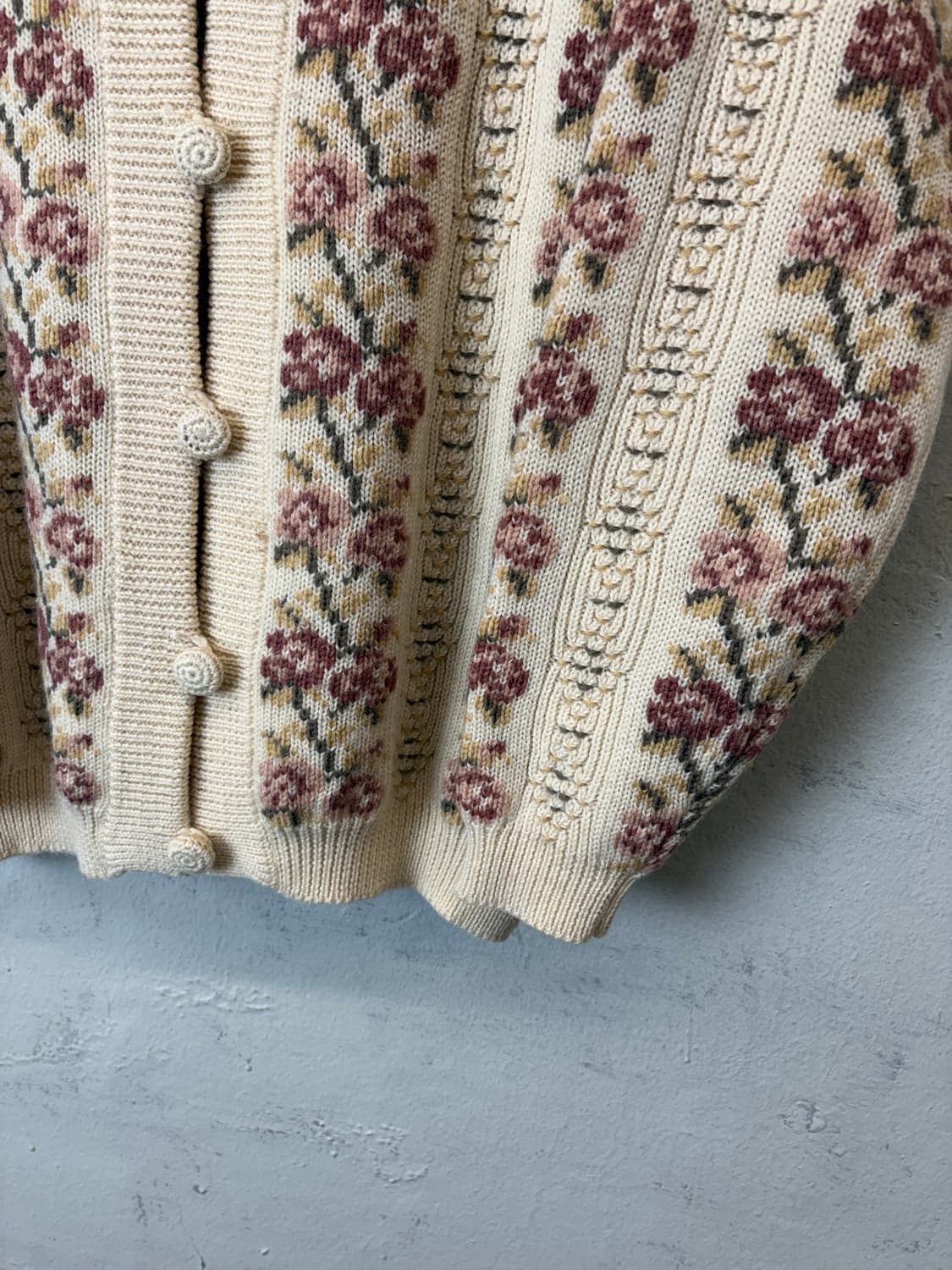 JPN 빈티지 플라워 니트 가디건 상품이미지3