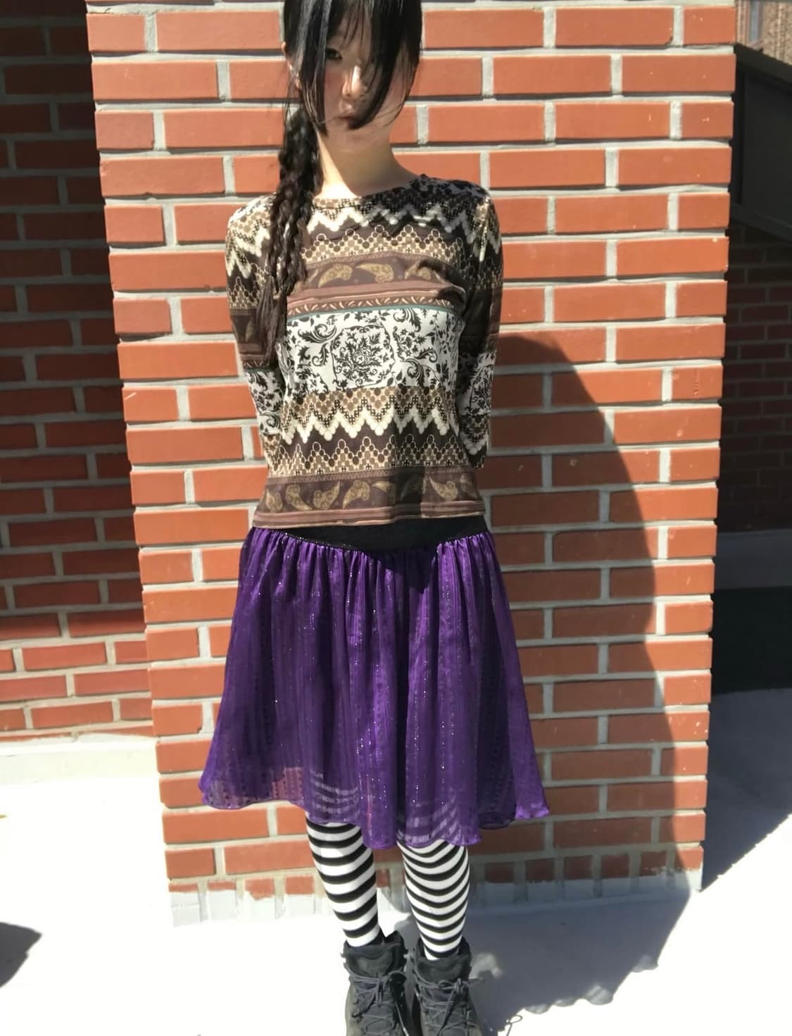 vintage brown pattern top 상품이미지2