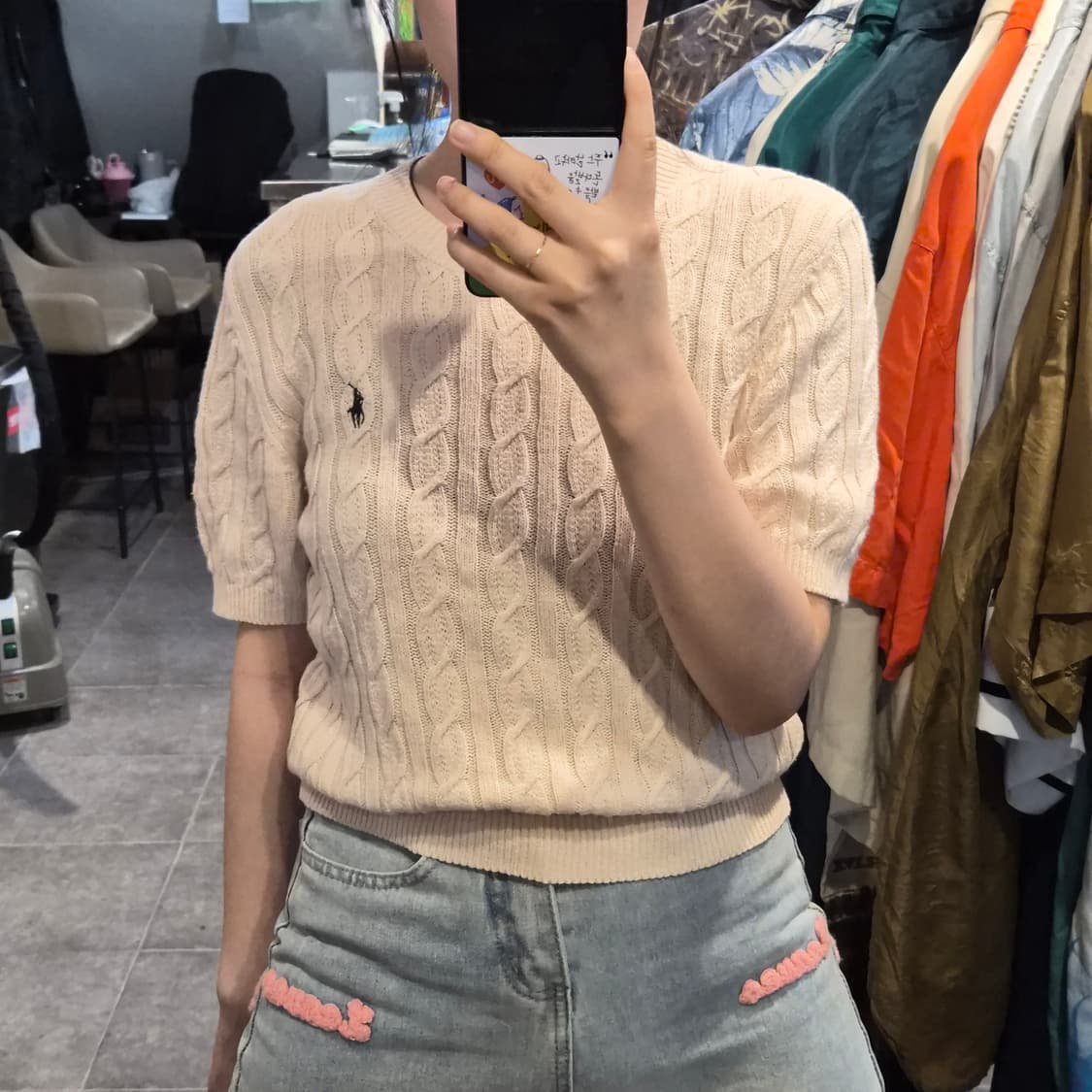 [NO.9] 폴로 반팔 니트 베이지 상품이미지3