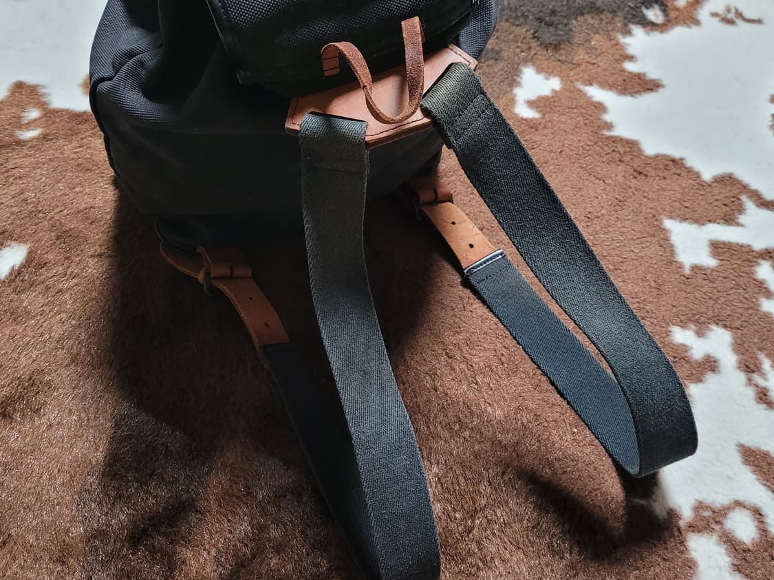 일본 빈티지 가죽 패브릭 백팩 상품이미지4