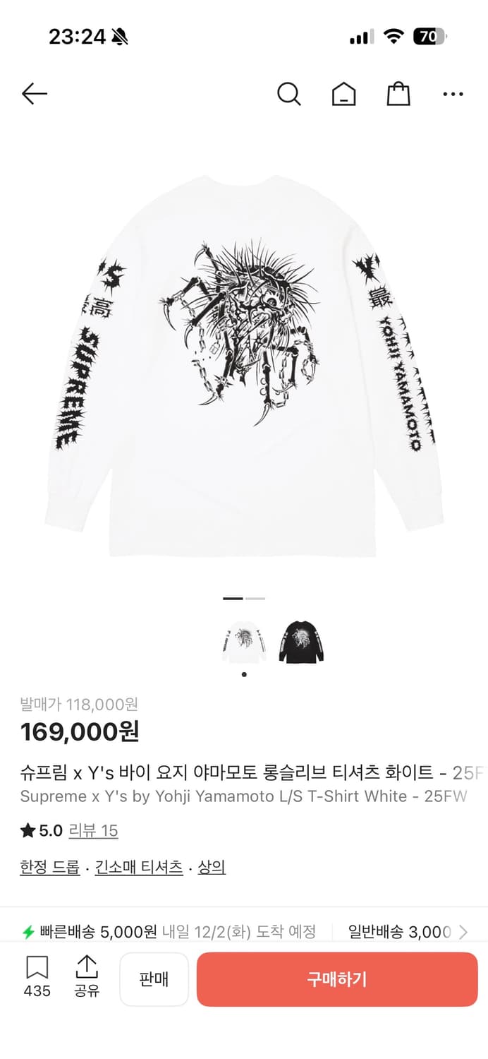 Supreme x Y's by yamamoto 롱슬리브 상품이미지1