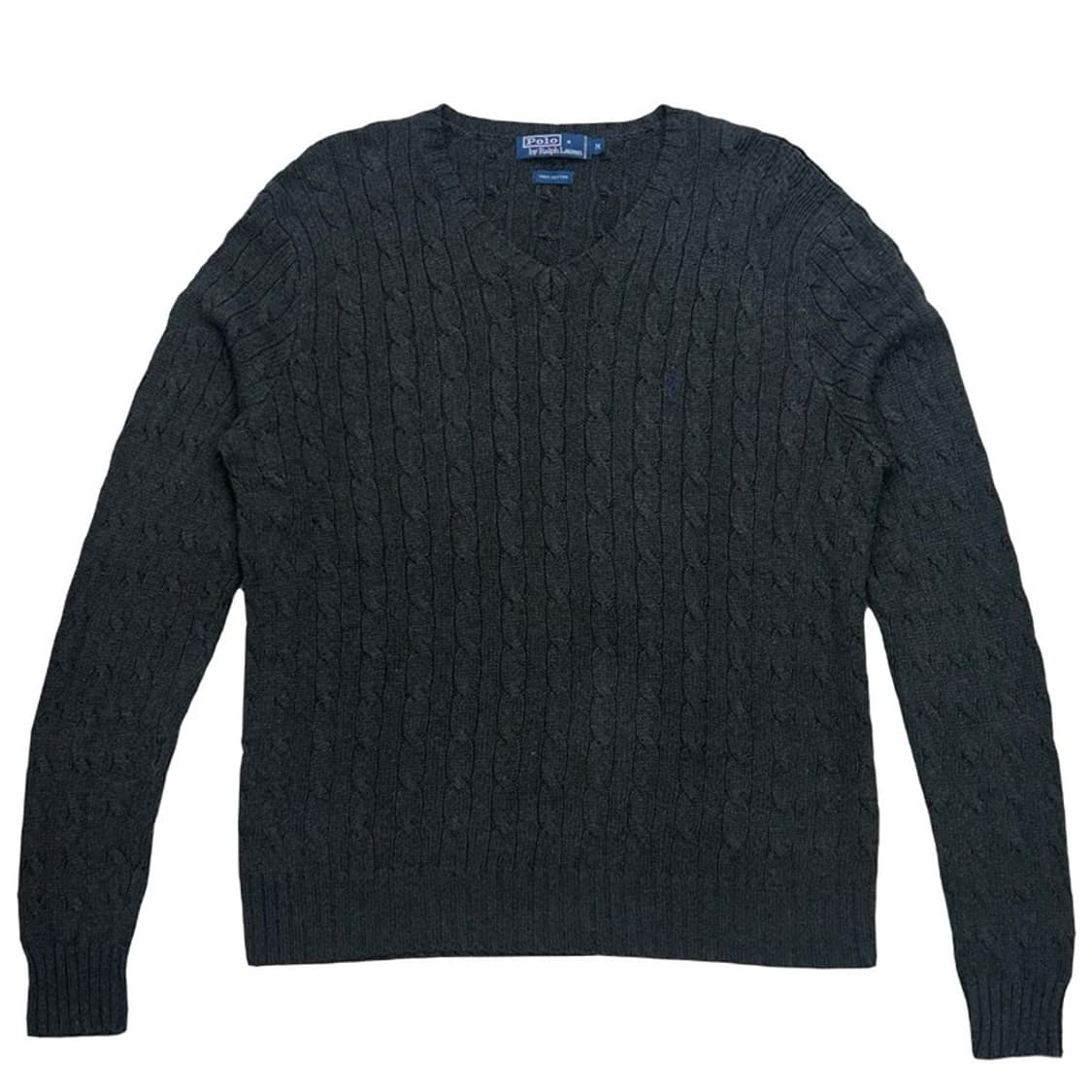 POLO BY RALPH LAUREN 차콜 케이블 브이넥 니트 M 상품이미지1