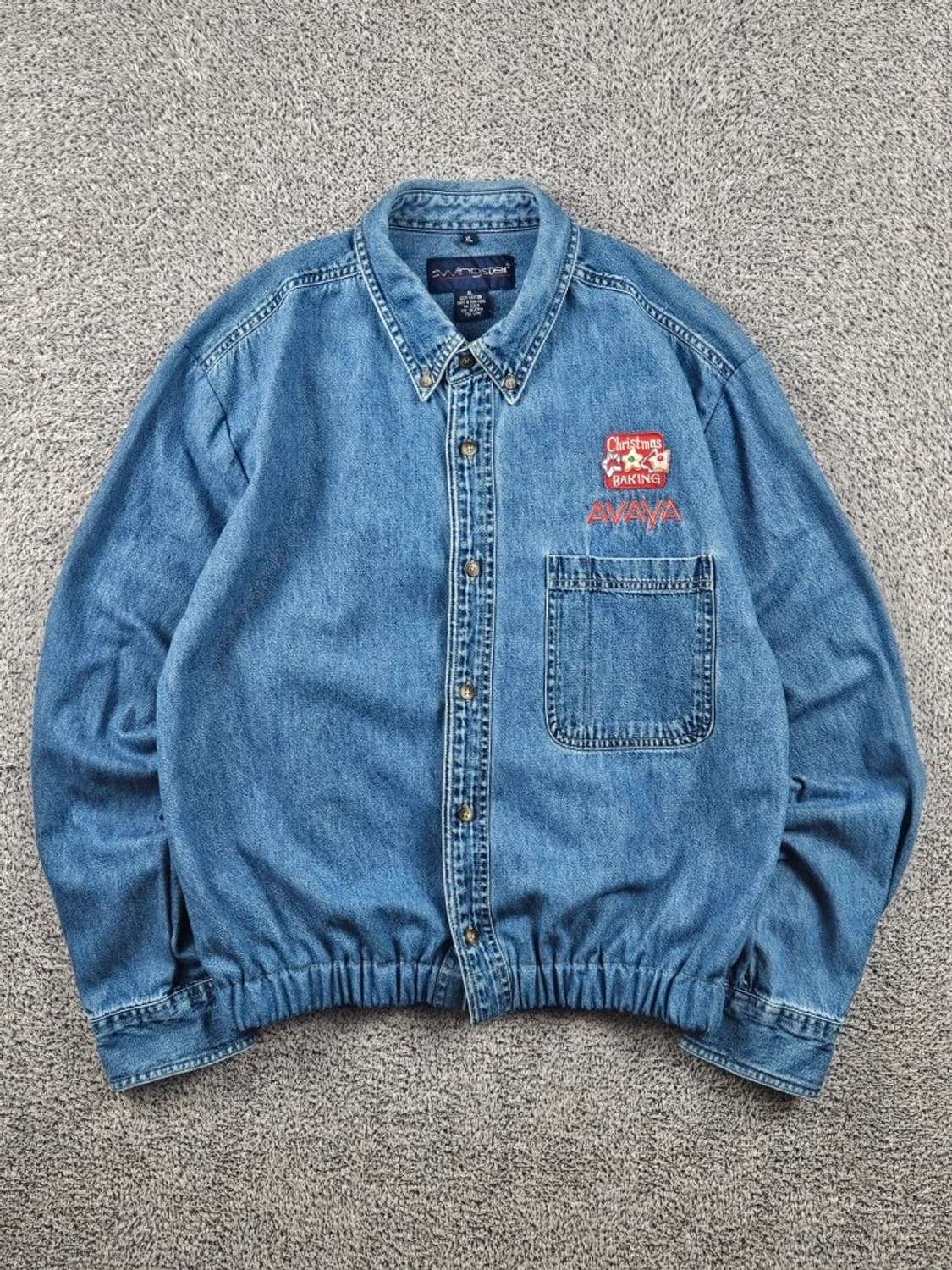 SWINGSTER 크롭 밴딩 커스텀 데님 셔츠 ( XL ) / 11638 상품이미지1