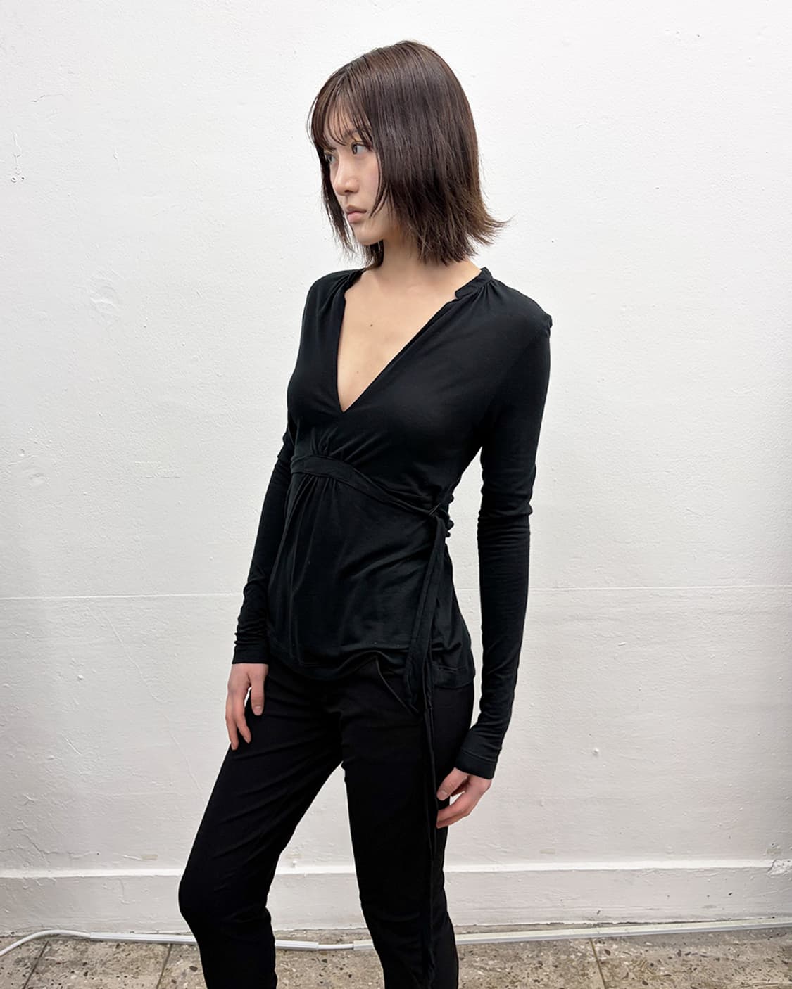 빈티지 브이넥 타이 저지 탑 상품이미지3