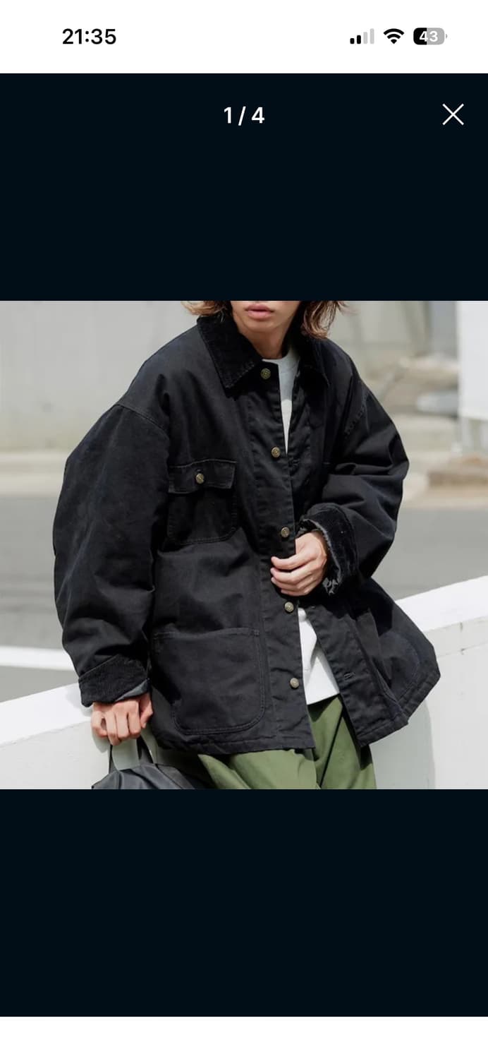 [M]프릭스스토어 오버핏 코듀로이 덕 커버올 자켓 차콜그레이 상품이미지4