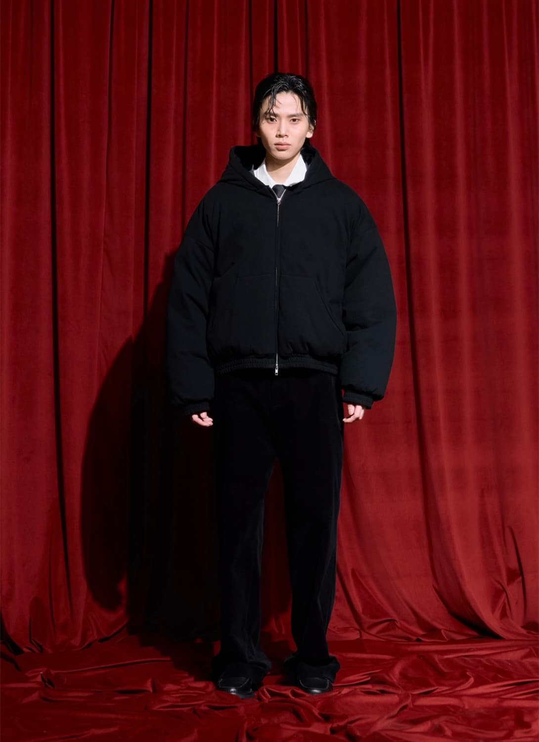 Stu office 패디드 후드 집업 블랙 L사이즈 상품이미지2