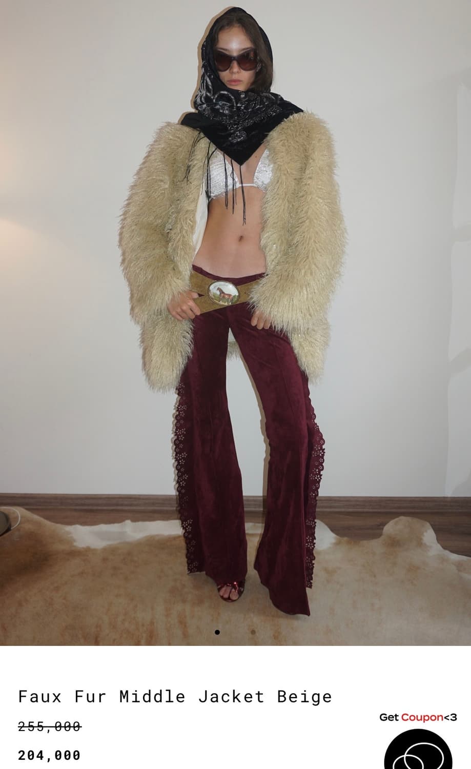 스컬프터 faux fur middle jarket beige (S-M) 상품이미지1