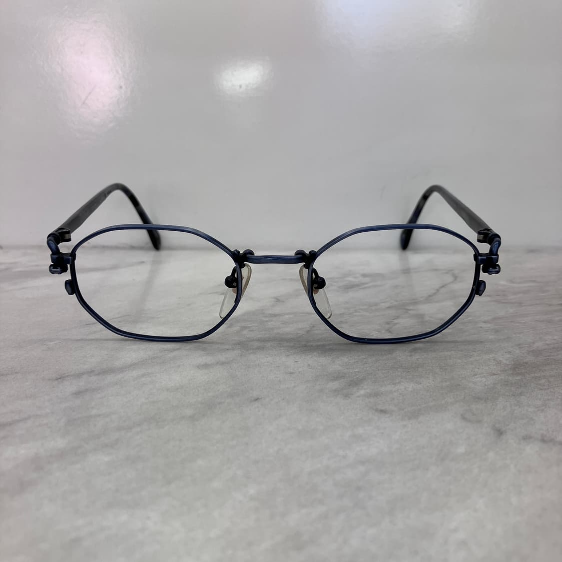 C88 bianco 빈티지 블루 다각 라운드 메탈테 안경 상품이미지6