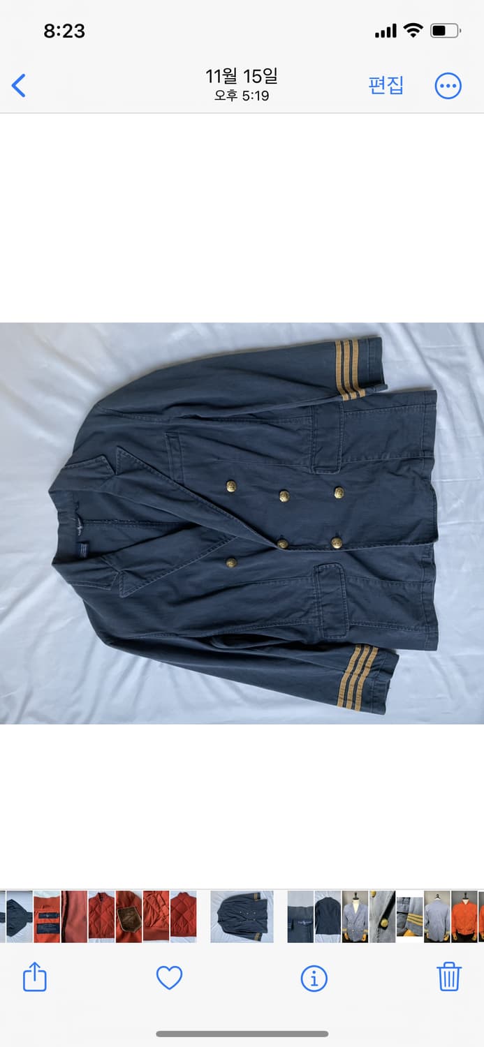 70s 폴로 랄프로렌 빈티지 더블 코튼 블레이저 재킷 navy 80s  상품이미지1