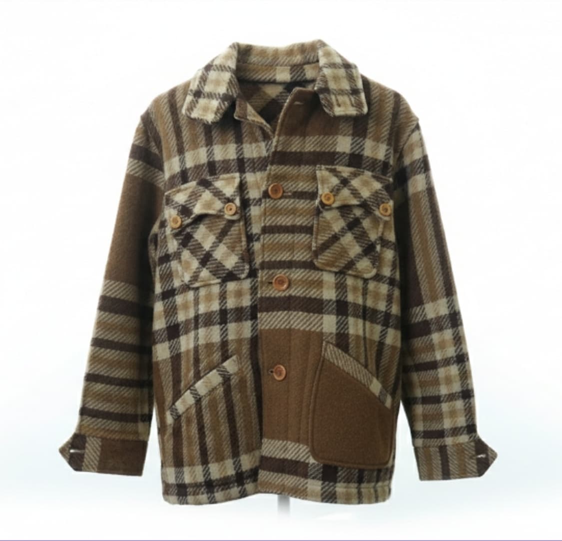 빈티지 헤비울 하이넥 체크 셔츠자켓 1840 상품이미지1