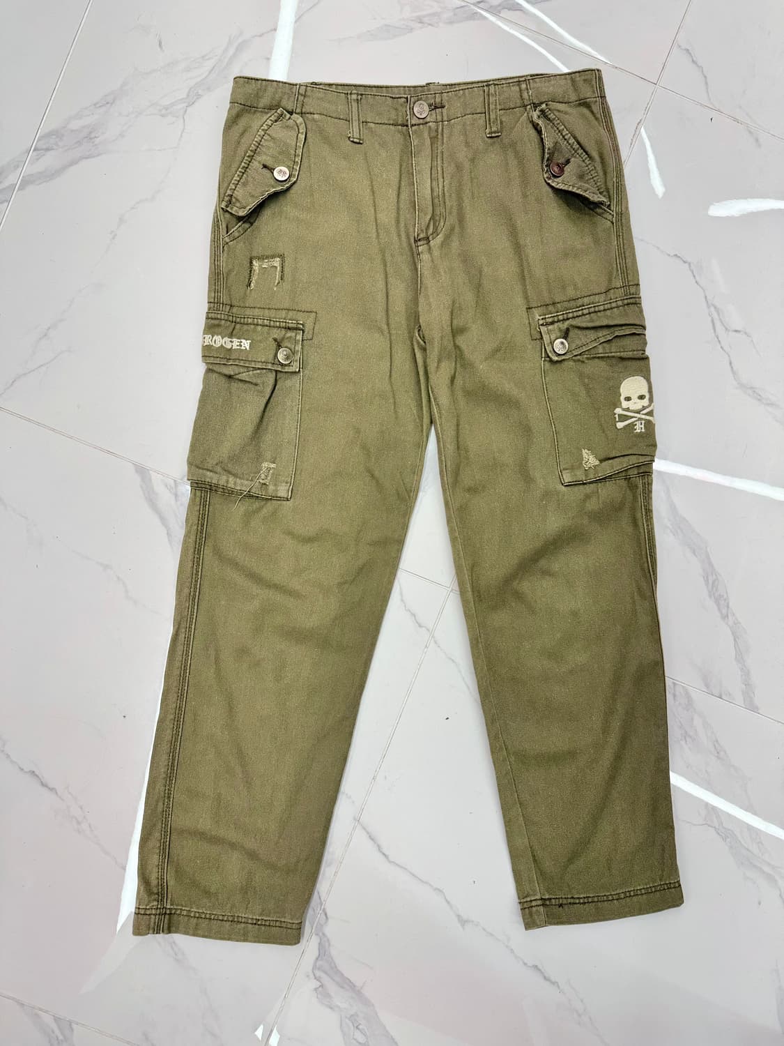 •Japanese vintage 올리브 카고 데님 팬츠 상품이미지1