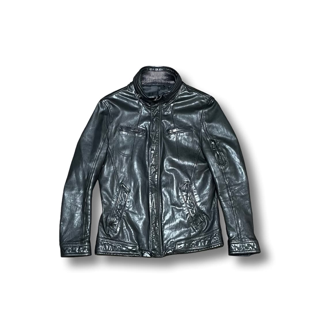 [M] SIEG 지이크 블랙 가죽 라이더 자켓 상품이미지1