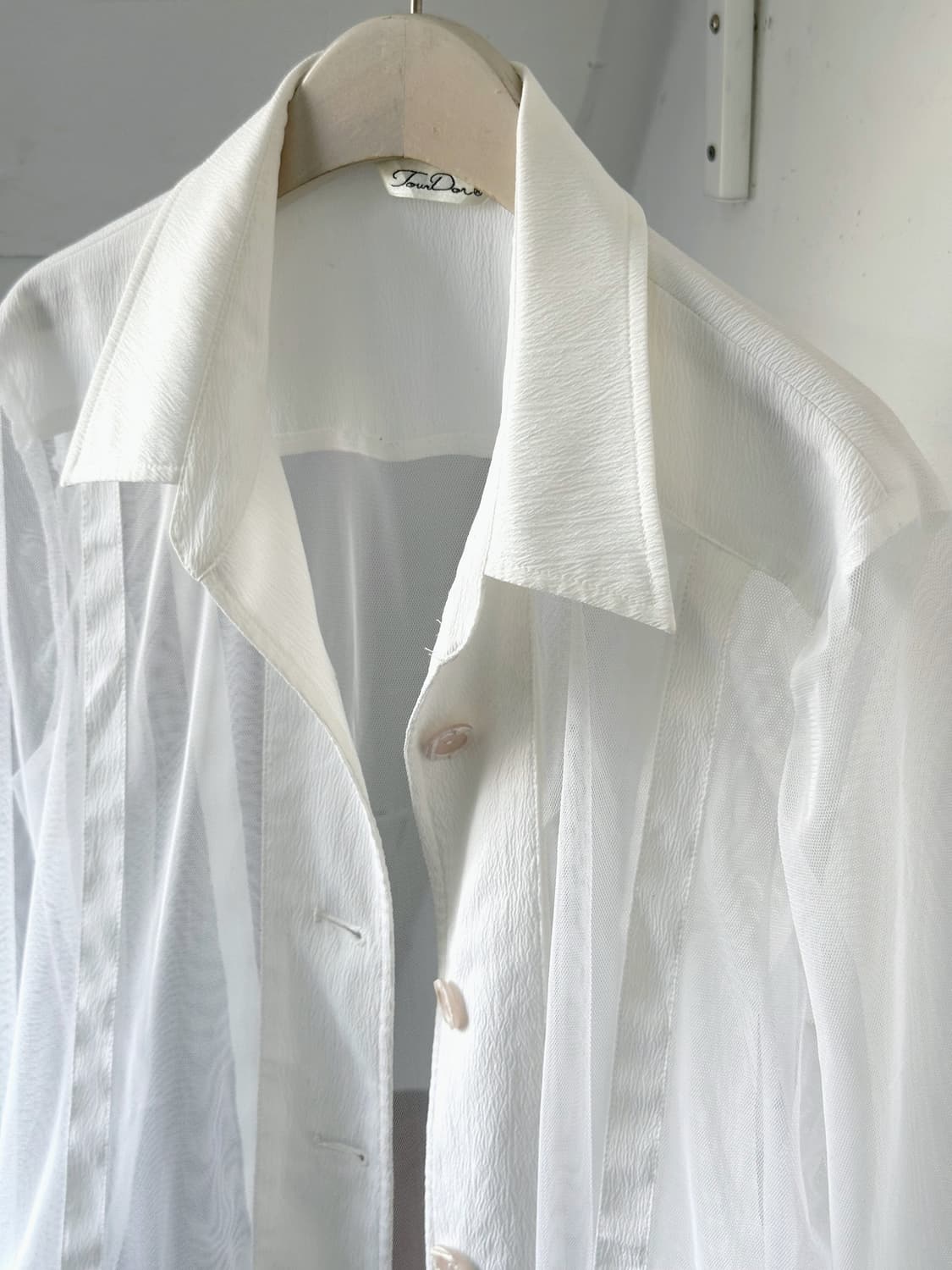 Sheer fabric design mesh blouse shirt 상품이미지2