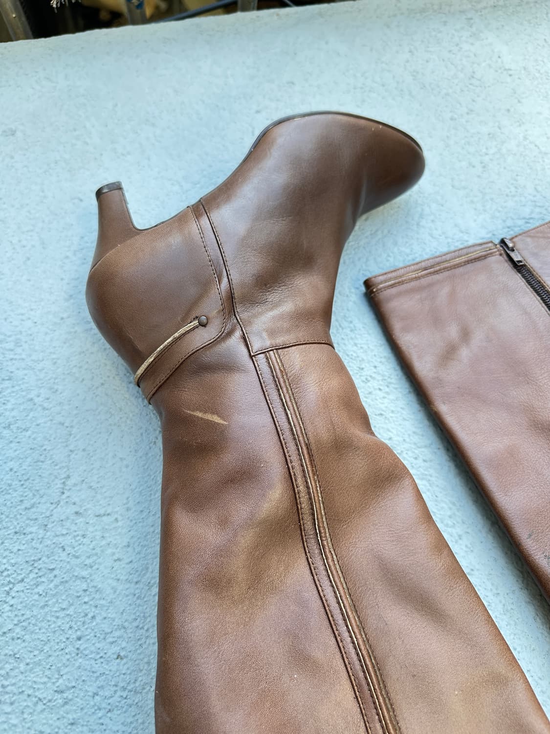Vintage leather buckle boots 상품이미지3