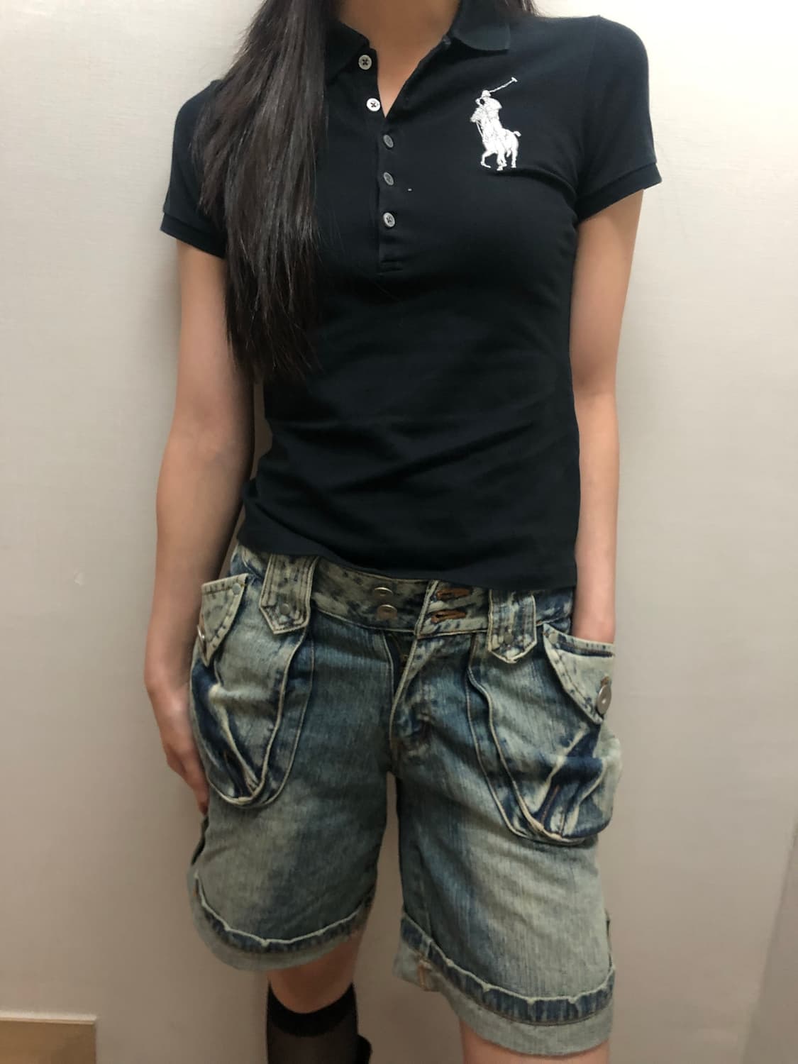 빈티지 폴로 네이비 카라 티셔츠 상품이미지2
