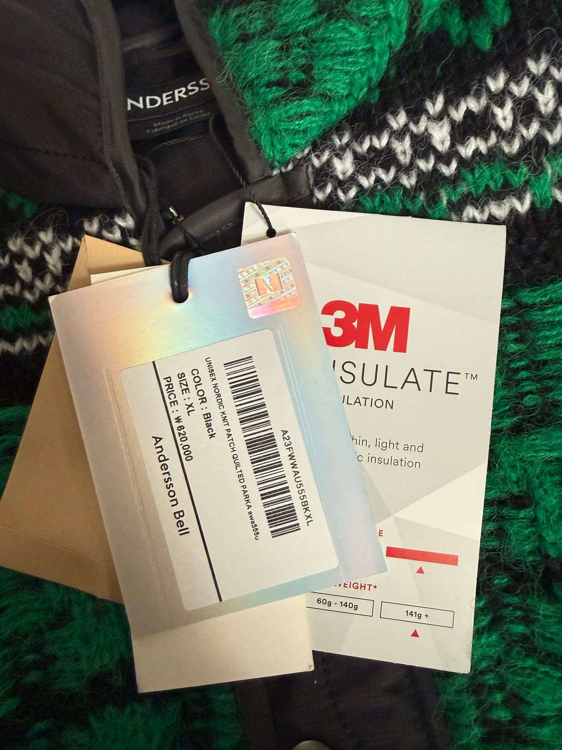 앤더슨벨 노르딕 니트 파카 awa555u(BLACK) 상품이미지2