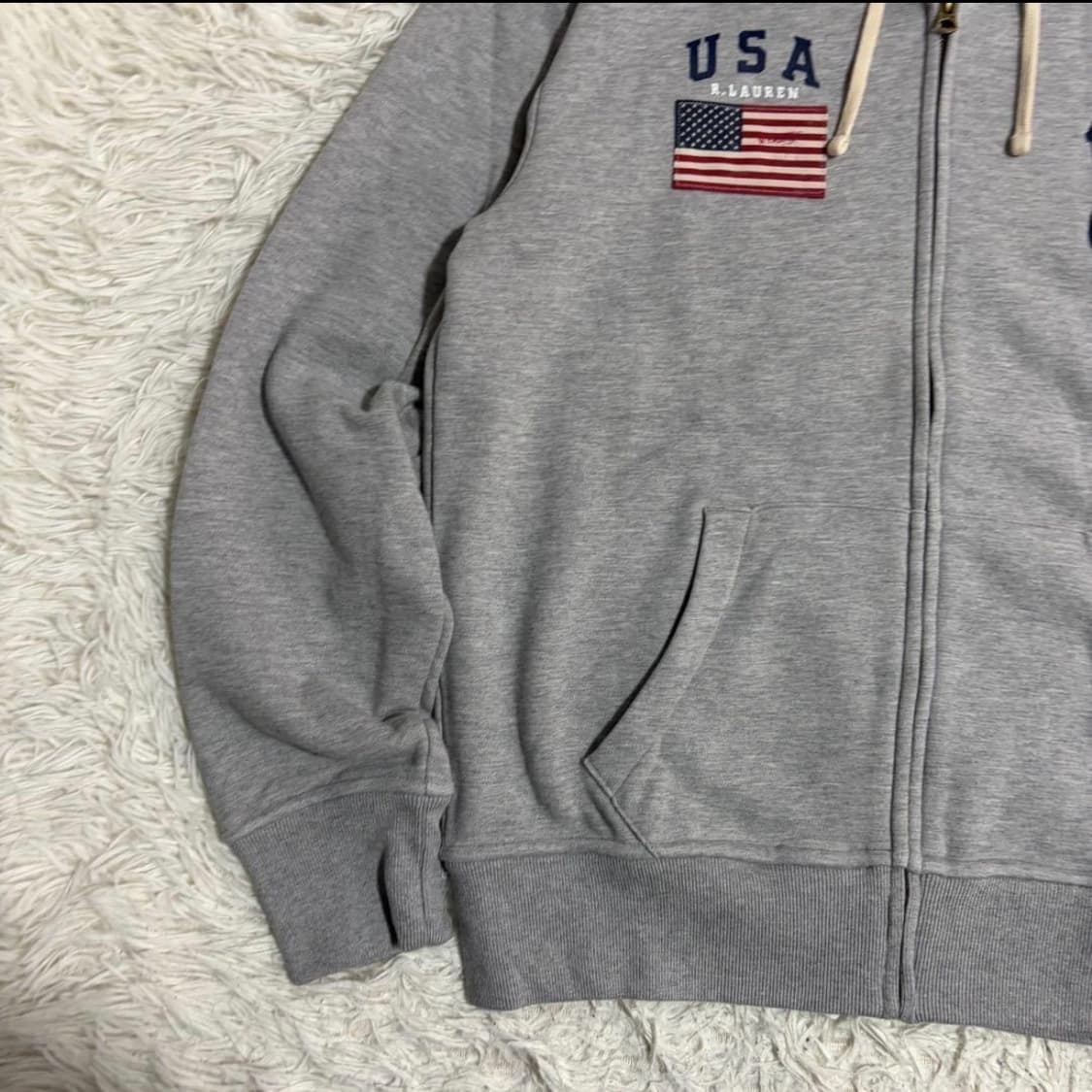 【인기】 폴로 빅포니 USA 성조기 후드집업 그레이 M 상품이미지5